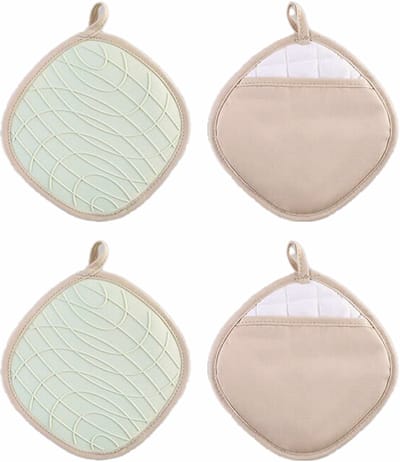 ZYLARO Siliconen Pannenlappen - 2-in-1 Pannenlappen en Ovenwanten - 2 Stuks - Hittebestendig tot 250 °C - EN407 Gecertificeerd - 100% BPA vrij - mintgroen