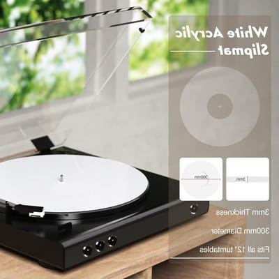 Platter Slip Mat voor 12 Inch Vintage Platenspeler, Vervangende Acryl Mat voor 33 1/3rpm en 45rpm Platen, Vermindert Geluidsoverlast van Statische Stof en Verbetert Geluidskwaliteit