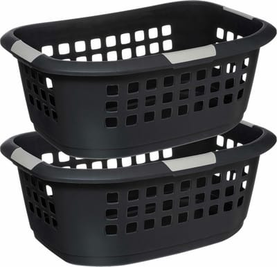 5Five Wasmand extra groot - 2x - antraciet - kunststof - 51 liter - 67 x 47 x 27 cm