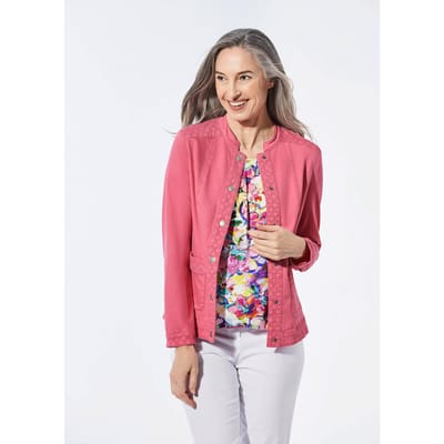 Jeansjasje met kant - roze - Gr. 44 van Goldner Fashion