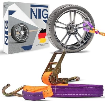 Spanbanden voor autotransport - 4 stuks, 35 mm, met één sjorpunt, optimale veiligheid en gebruiksgemak