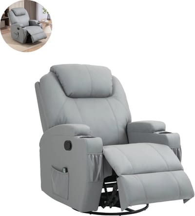 Massagestoel - Relaxfauteuil - Zetel - 1 persoons - Met armleuning - Zeer comfortabel - Elektrisch - Lichtgrijs