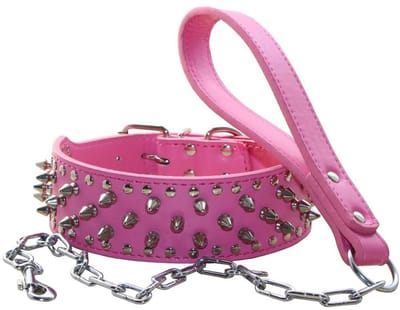 Dailygoods- Hondenhalsband Zacht Leer - Hondenriem - Punk Spiked - Heavy Duty - Geschikt voor Pitbull/Bulldog/Doberman - 100% Kwaliteitsgarantie - Hondentuig