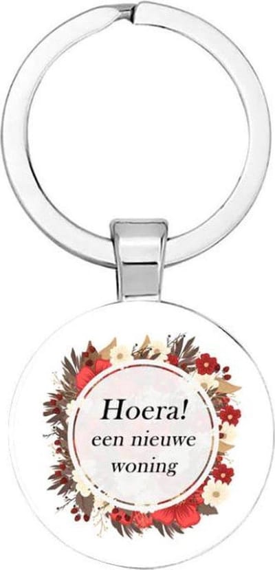Akyol - Hoera! een nieuwe woning Sleutelhanger - Verhuizen - Vrienden - Leuk kado voor iemand die een nieuw huis heeft - 2,5 x 2,5 CM