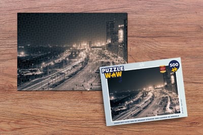 Puzzel Zwart-wit foto van de drukke straten van Luanda in Angola - Legpuzzel - Puzzel 500 stukjes