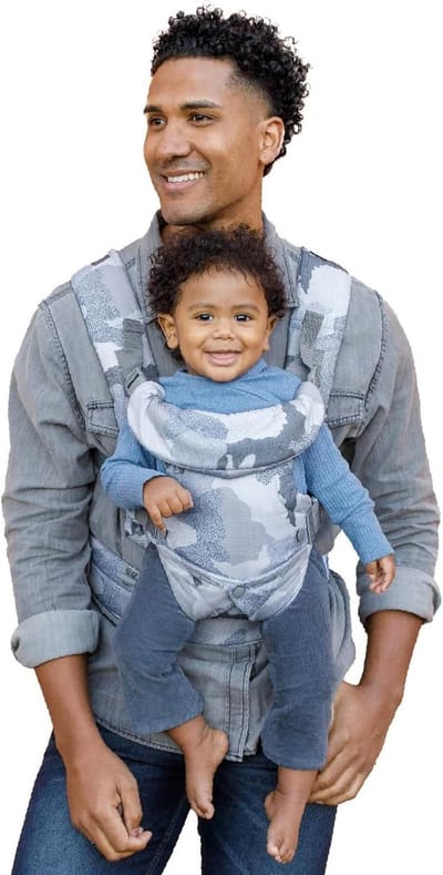 4 in 1 draagzak voor pasgeborenen en oudere baby's - Ergonomisch en verstelbaar - Camouflageblauw Draagzak