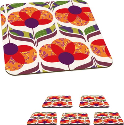 Onderzetters voor glazen - Retro - Flower Power - Vintage - Kleuren - 10x10 cm - Glasonderzetters - 6 stuks