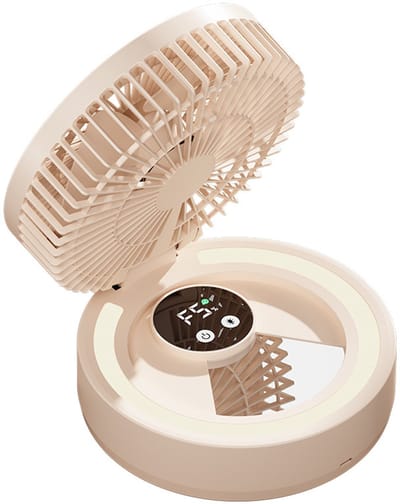 VHV-Handventilator met Spiegel - Opvouwbare Mini Ventilator met USB - Stille Krachtige Tafelventilator - Compacte Bureauventilator voor Dames Make-up, Studentenkamer, Kantoor, Reizen en Cadeau voor Haar