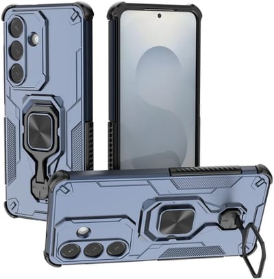 MobyDefend Hoesje - Geschikt voor Samsung Galaxy S26 - Dubbelgelaagde Pantsercase Met Standaard - Blauw