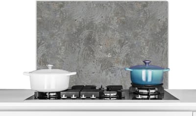 Spatscherm keuken 80x55 cm - Kookplaat achterwand Stenen - Beton print - Patronen - Muurbeschermer - Spatwand fornuis - Hoogwaardig aluminium