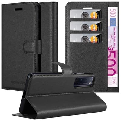 Cadorabo Hoesje geschikt voor Huawei NOVA 7 PRO 5G in PHANTOM ZWART - Beschermhoes met magnetische sluiting, standfunctie en kaartvakje Book Case Cover Etui
