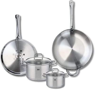 Set van 2 Bakpannen 28 en 32 cm en 2 Kookpotten 14 en 20 cm Elo Profi Citrin