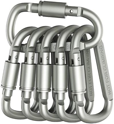 Dailygoods - Set van 6 normale karabijnhaken - 8 cm D-vormige aluminium karabijnhaken voor buitenactiviteit