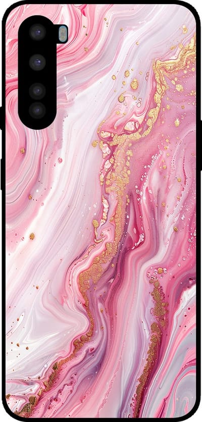 Smartphonica Telefoonhoesje Geschikt voor OnePlus Nord met marmer opdruk - TPU backcover case marble design - Roze geschikt voor OnePlus Nord