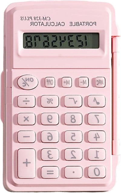 Mini Zakrekenmachine - Klein Rekenapparaat - Dagelijkse Berekeningen - Met Deksel - 8 Cijferig LCD - Roze