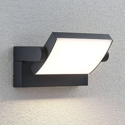 Lindby LED buiten wandlamp Sherin, antraciet, draaibaar