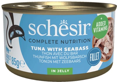 Schesir Katten Natvoer Blik Tonijn en Zeebaars - 12 x 85 gr - Voordeelverpakking