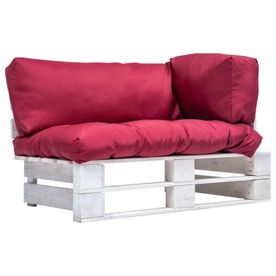 vidaXL - Tuinbank - met - rode - kussens - pallet - grenenhout