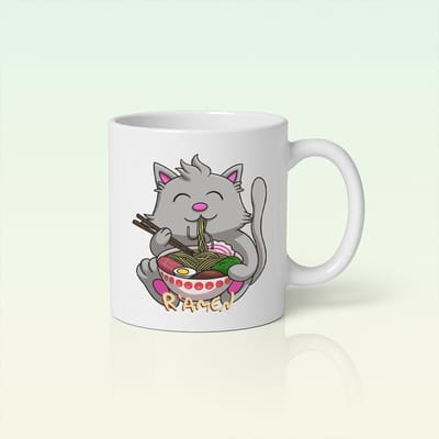Schattige Kat Ramen Mok 330ml – Grappig Cadeau voor Dierenliefhebbers voor Thee en Koffie