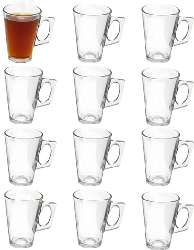 Gerimport Thee bekers / mokken - 12x stuks - glas - 255 ml - thee momentjes