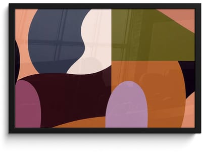 Poster in lijst - Fotolijst 60x40 cm - Posters - Vormen - Abstract - Kleuren - Vierkant - Posterlijst zwart - Decoratie - Wanddecoratie woonkamer - Muurdecoratie slaapkamer