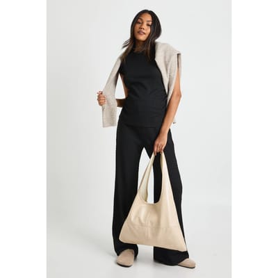 boohoo Dames Zwangerschaps top met textuur & Wijdbenige broek met elastische taille co-ord | Zwart | Maat: 38