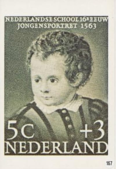 Briefkaart met afbeelding Jongensportret 1563 postzegel