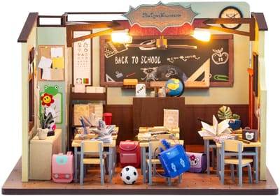 Klaslokaal - 3D Puzzel met Handleiding - DIY - Miniatuur Modelbouw Hout Kinderen en Volwassenen - Houten bouwpakket - Assemblr