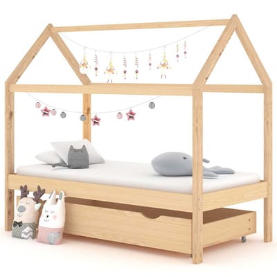 vidaXL - Kinderbedframe - met - lade - massief - grenenhout - 80x160 - cm