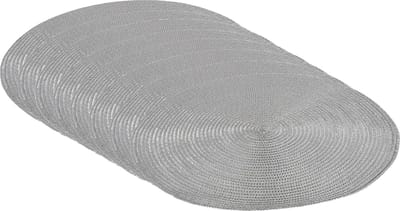 Gerimport Placemat - 8x stuks - metallic zilver - 38 cm - rond - geverfd jute - onderlegger - kerstdiner