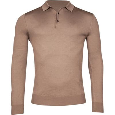 Thomas Maine Trui Merino Pullover Polo Single Knit Taupe / male