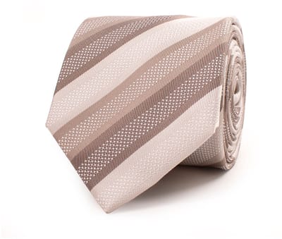TRESANTI | GALATEO | Zijden stropdas diagonaal gestreept detail | Beige