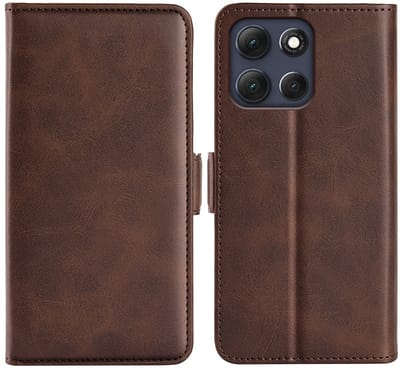 MobyDefend Hoesje - Geschikt voor Motorola Moto G86 - Luxe Wallet Book Case (Sluiting Zijkant) - Bruin