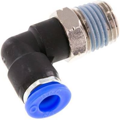 1/4'' x 1/4'' NPT 90 graden L-verbinding Messing/PBT Insteekfitting Buitendraad Draaibaar NBR [2 Stuks]