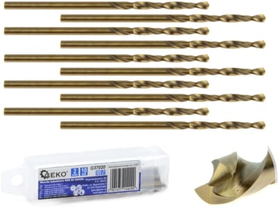GEKO Metaalboor - HSS M35 Staal - 2 mm - Cobalt 5% - Hoge Warmtebestendigheid - 10 stuks