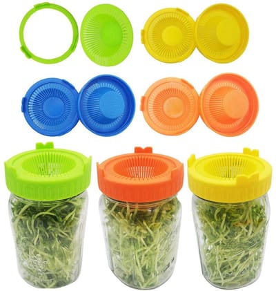 Dailygoods- Spruitdeksel met Stand - 4 Stuks - Geschikt voor Brede Potten - BAP-vrij Plastic - Ideaal voor Groene Spruiten - Compleet Afvoer systeem - Kiesspruiten