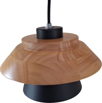Hanglamp Zwart met hout en witte binnenkant - Scaldare Catania