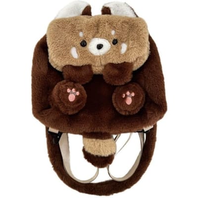 Schattige Wasbeer Modieuze Pluche Rugzak Afneembare Schouderband Tas Zachte Leuke Tas Anime Meisje Pluche Rugzakken voor Vrouw brown