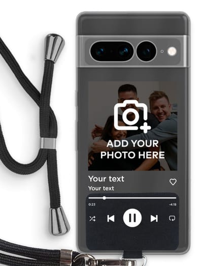 Gepersonaliseerd - Case Company® - Hoesje met koord geschikt voor Google Pixel 7 Pro hoesje met Koord - Music Player - Telefoonhoesje met Zwart Koord - Bescherming aan alle Kanten en Over de Schermrand