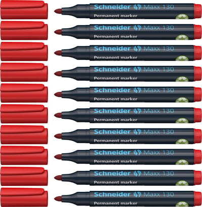 Schneider permanent marker - Maxx 130 - ronde punt - schrijfkleur rood - doos 10 stuks