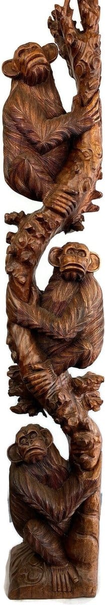 Handgemaakt houten apen / Houten figuur / Handgemaakt beeld / Indonesisch beeld