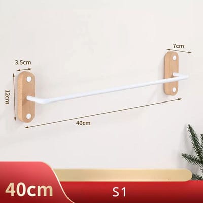 Witte Badkamer Hout Aluminium Handdoekhanger Wandmontage Handdoekrek Houten Handdoekstang Rail Badkameraccessoires