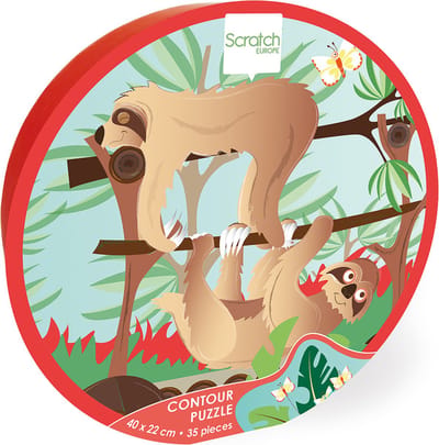 SCRATCH Contour Puzzel - Luiaard - 40X22Cm - 35 Stukjes - 3 Jaar