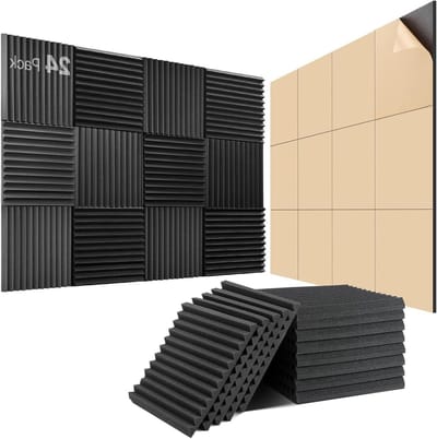JGS Premium - Zelfklevend akoestisch schuim 24 stuks geluidsabsorbers 30 x 30 x 25cm voor geluidsisolatie gamingdecoratie podcast studio - Akoestische panelen met geluidsbescherming