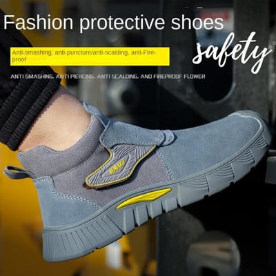 Chaussures d'assurance travail, à embout acier anti-écrasement et anti-perforation, pour électricien, soudeur électrique, chaussures montantes à une pédale 46 gray