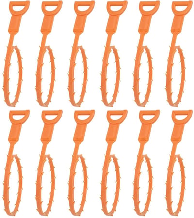 12-stuks set voor het ontstoppen van afvoeren - Ontstopper - Gootsteenreinigingsgereedschap - Ontstopper - Ontstopper met draaibare handgreep - Ontstopper voor keuken, gootsteen en bad - Oranje