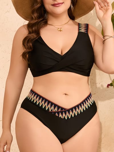 Vrouwen Bikini Set Kruis Tweedelig Zwempak V Hals Zwemkleding, Hoge Taille Zwempakken Bikini Top Zwemmen Trunks Suit met Tummy Control Swimsuit Strand Vakantie Zwempak Beachwear