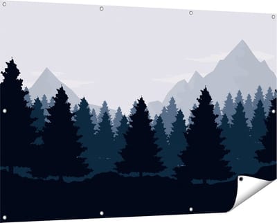 Gards Tuinposter Bos met Bomen Illustratie - Abstract - 150x100 cm - Tuindoek - Tuindecoratie - Wanddecoratie buiten - Tuinschilderij