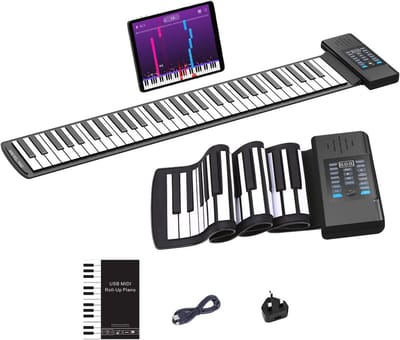 Draagbaar Roll Piano - Elektronisch Toetsenbord - Muziek Leren Spelen - Ingebouwde Luidsprekers Bluetooth - 61 Toetsen - Zwart