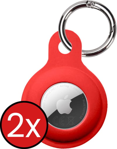 Hoesje Geschikt voor Apple AirTag 2 Sleutelhanger Hoesje Siliconen Hanger - Hoesje Geschikt voor Apple AirTag 2e generatie Hanger Sleutelhanger Hoesje - Rood - 2 PACK